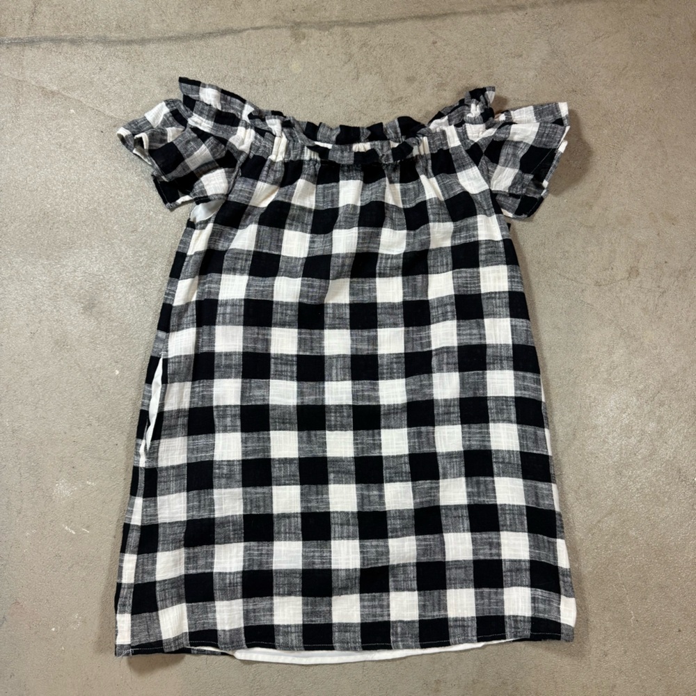 Anthropologie Black and White Gingham Mini Dress